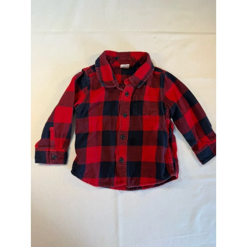 GAP | Shirts & Tops | Gap Baby Toddler Boy 218 Months Shirt 10 Cotton Red Black Button Down